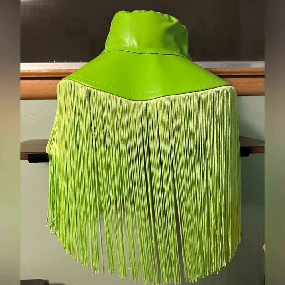 Fashion Brand Company Privacy Fringe Hat in Lime Green
